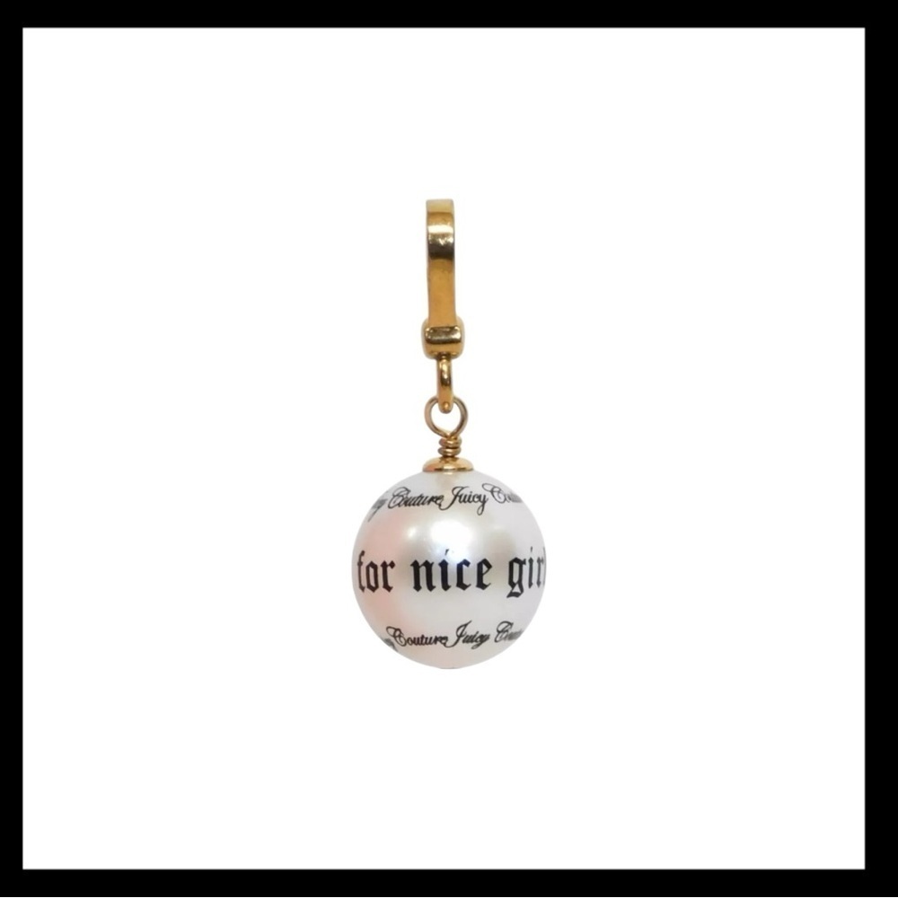 Juicy Couture Script Pearl Charm For Nice Girls Who Like Stuff NIB - Picture 9 of 10
